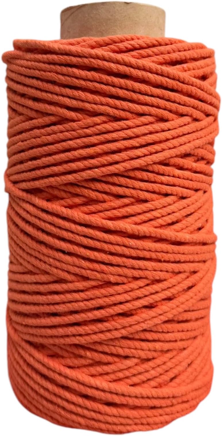 Maker's Craft Natural Macrame Cord 3mm X 109 Yards Twisted Dyed Colors for DIY Macrame, Wall Hanging, Plant Hangers, Knitting, Craft Making (Burnt Orange)