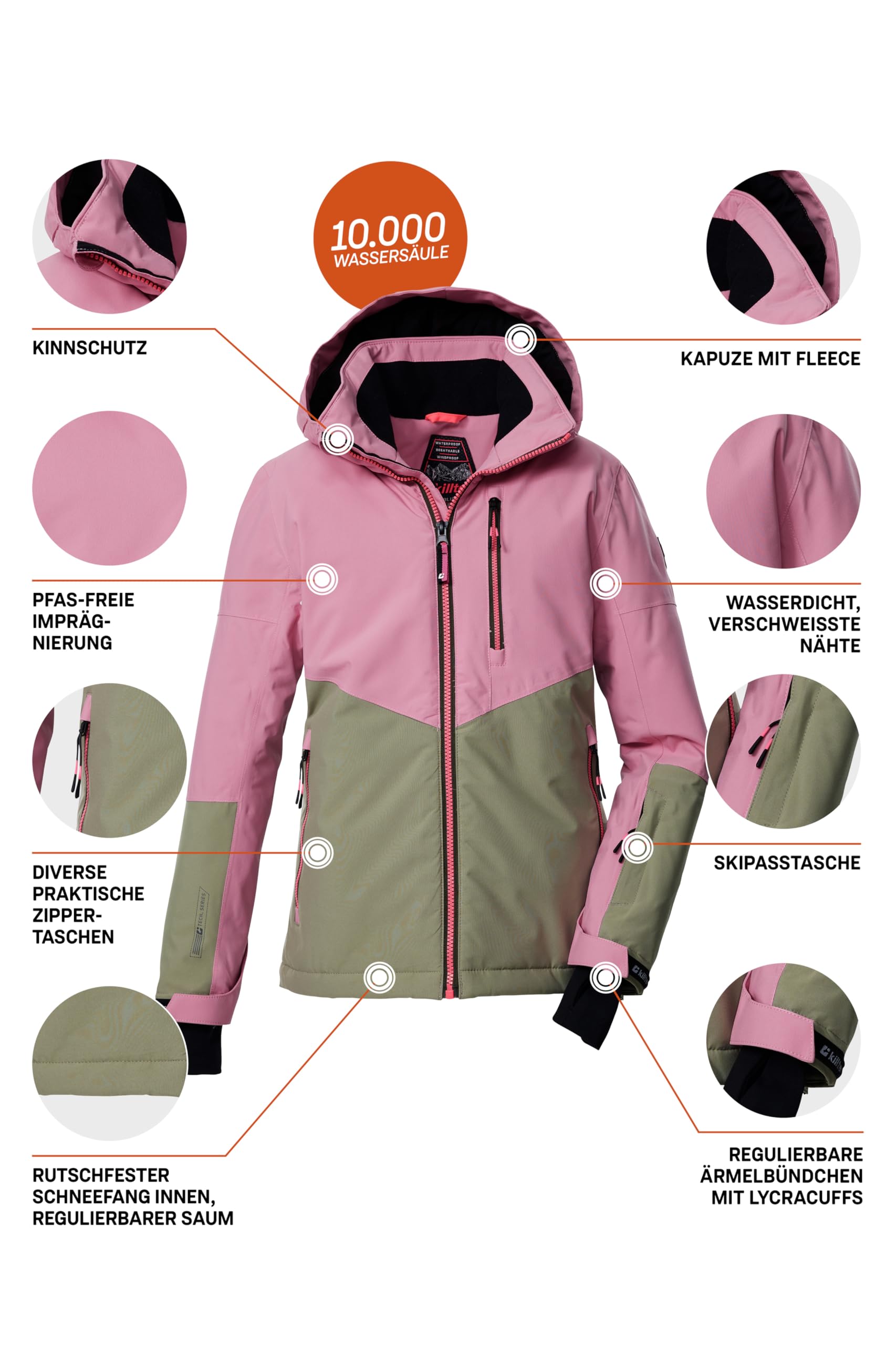 Killtec Ksw 207 Grls Ski Jckt Chaqueta de esquí/chaqueta funcional con capucha y protección contra la nieve Niñas