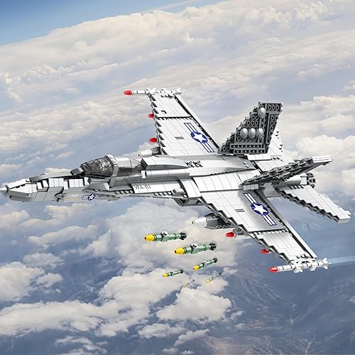 Miniatura 2 de JMBricklayer Juego de construcción de aviones de combate militar 60005, FA-18 Strike Fighter Airplane Toys, coleccionable o exhibir, juguetes de