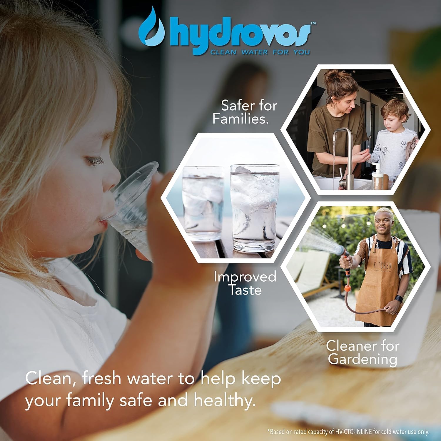 HYDROVOS 10-Inch Inline Water Filter for Ice Maker, Refrigerator, Dishwasher, Reverse Osmosis System, Post Activated Carbon Cartridge Reduces Chlorine, 1/4" NPT Threaded Connection, Bulk Pack
