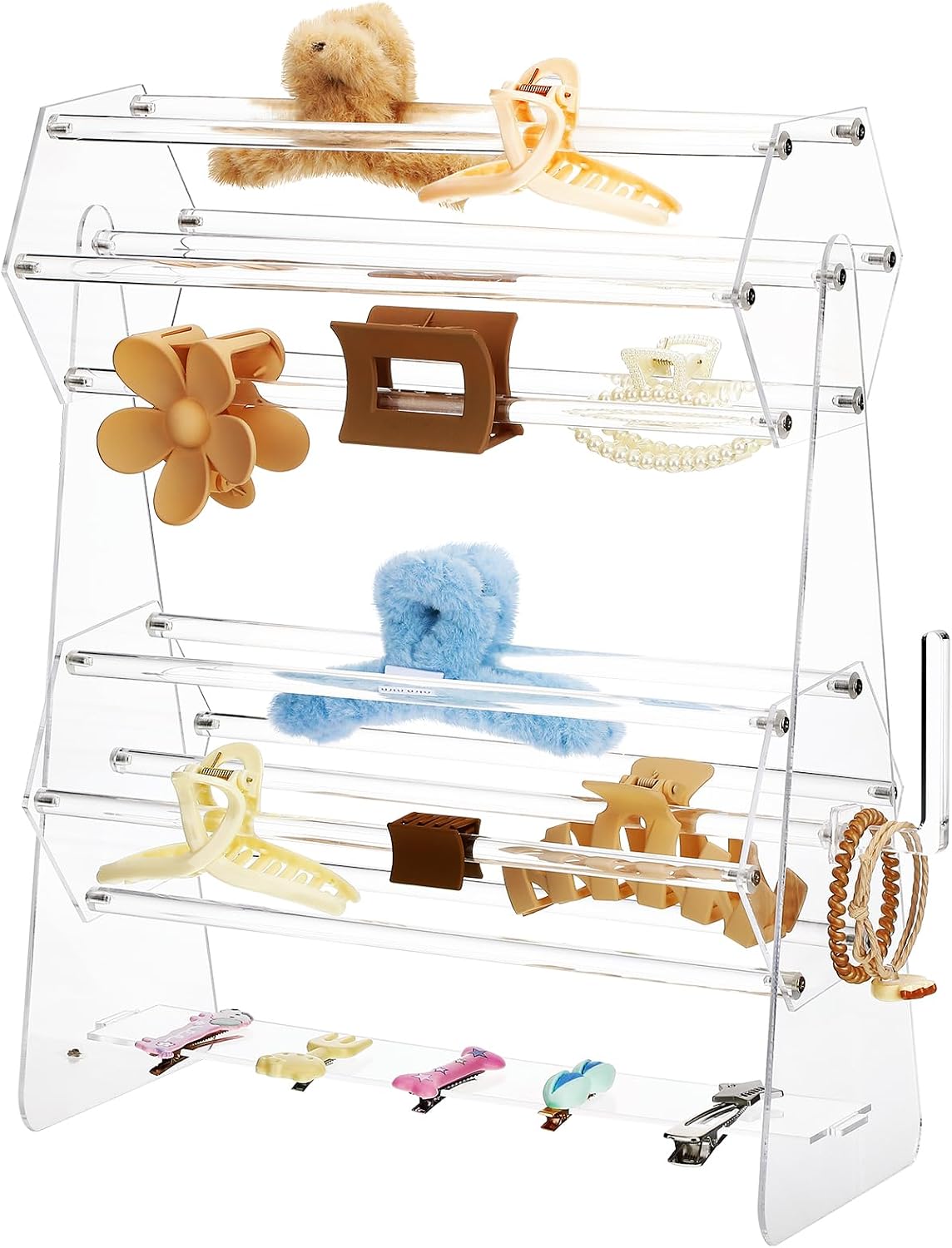 Lineshading 2-tier Acrylic Claw Clip Holder 360 Degree Rotating Claw Clip