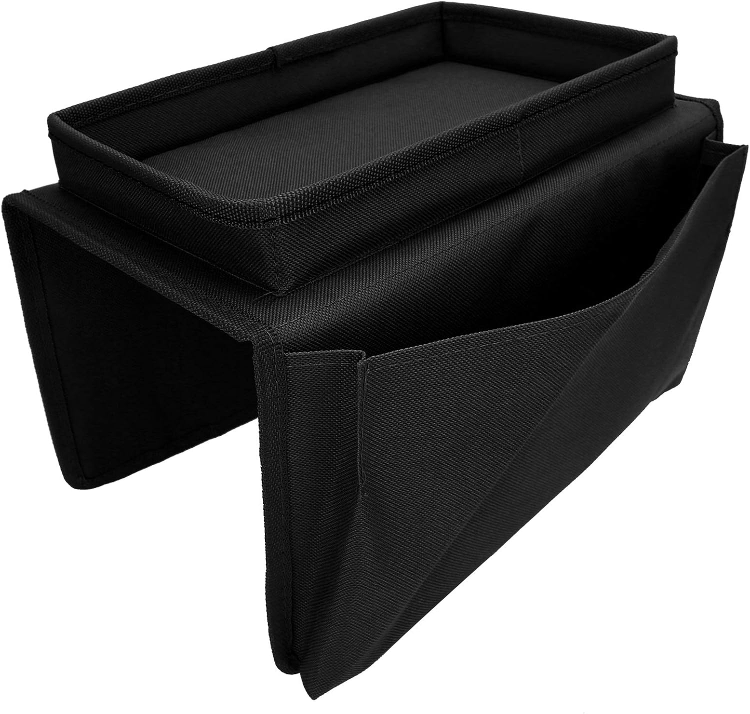 Shanrya Sofa Armrest Organizer Caddy, 4 Pockets Couch Armchair Caddy TV Remote Control Holder Bag with Cup Tray for Snacks Glasses Smartphone Magazines(11.8x7.1x7.1in-Black) image 4