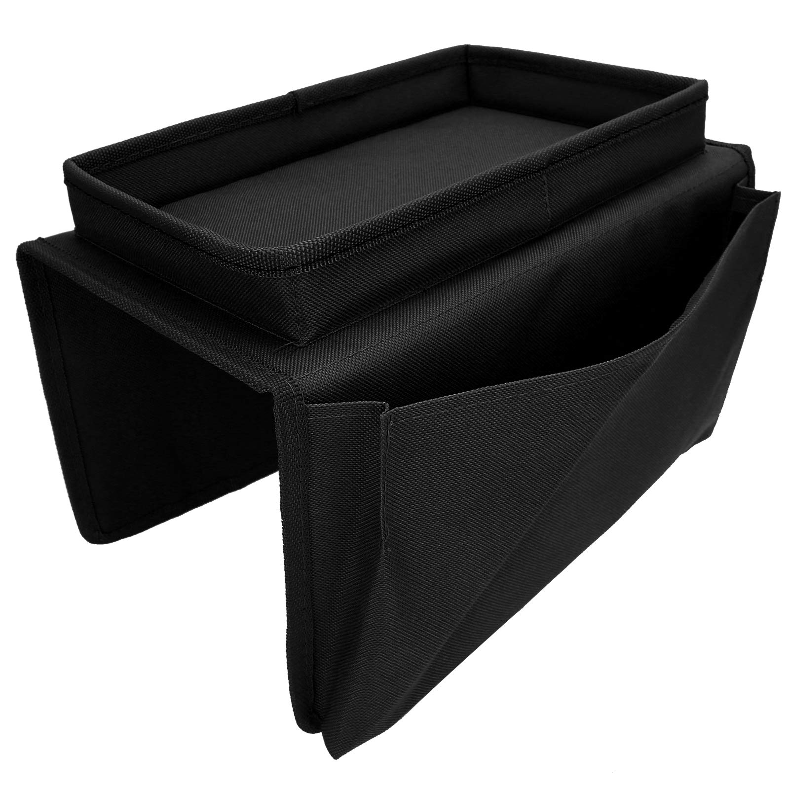 Ejoyous Sofa Armrest Organizer, 4 Pockets Couch Bag for TV Remote Control Oxford Cloth Armchair Storage with Cup Holder Tray (Black) - Image 4