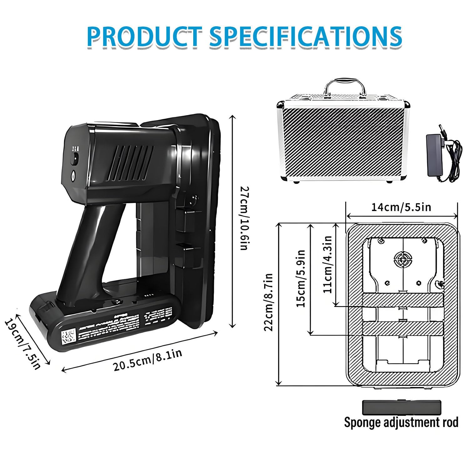 Ventosa per pannelli LED, sollevatore portatile (capacità di sollevamento 30 kg) con custodia da trasporto, 3 ventose regolabili, batteria da 2000 mAh; ideale per schermi curvi e schermi a pavimento.