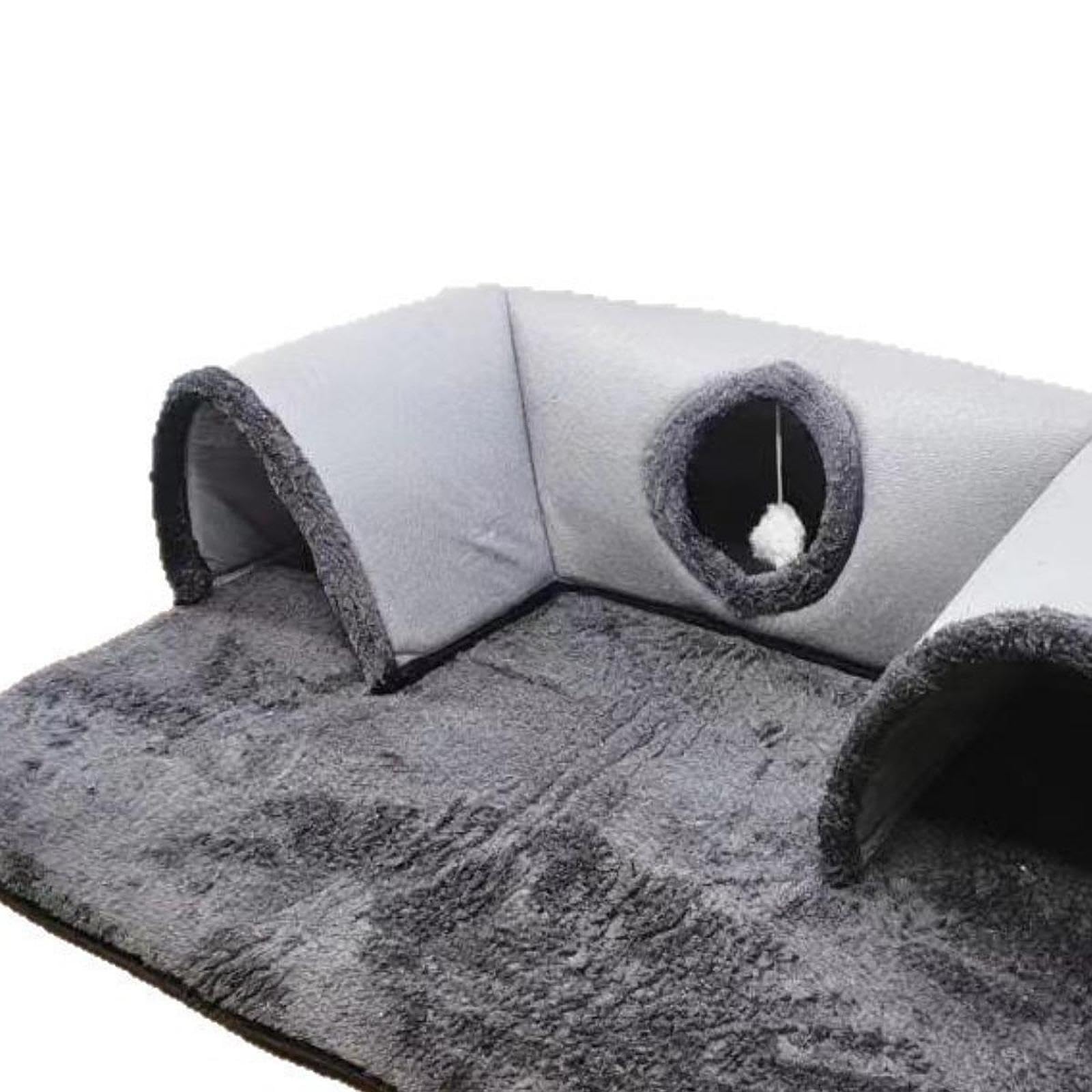 Tunnel pour Chat avec Niche, Lit Tunnel, Tapis Amovible, Cubes Pliables pour Chatons et Petits Animaux, Idéal pour La à L'intérieur Ou à L&, S