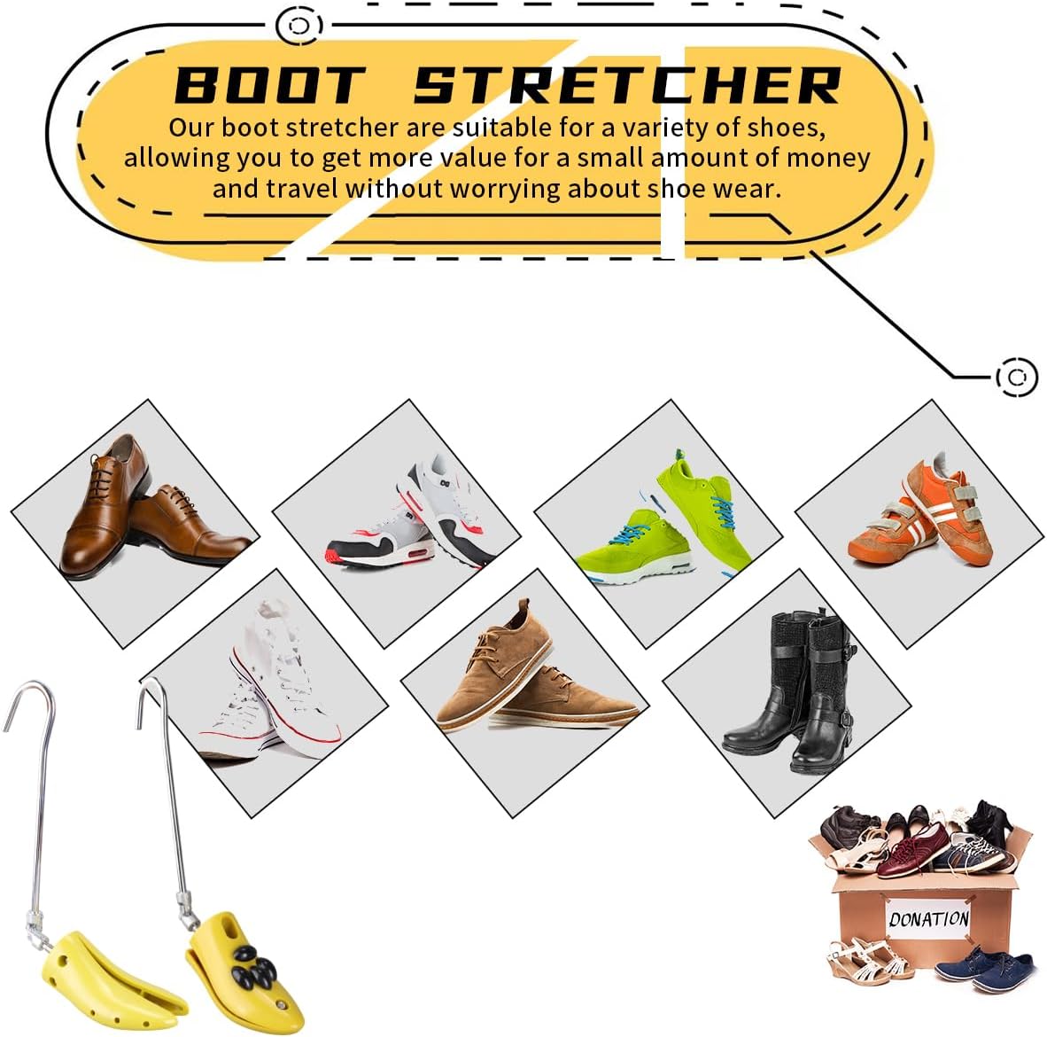 Boot Stretcher Men Women, Shoe Stretcher to Stretch the Height or Width, Suitable for Flats Shoes and Boots