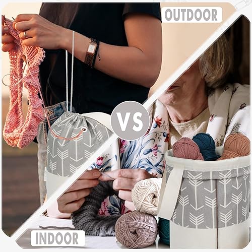 Vista 37 de TOGETRUE Bolsa de hilo, pequeña bolsa de ganchillo para tejer, organizador de bolsas de almacenamiento de hilo portátil para proyectos de ganchillo