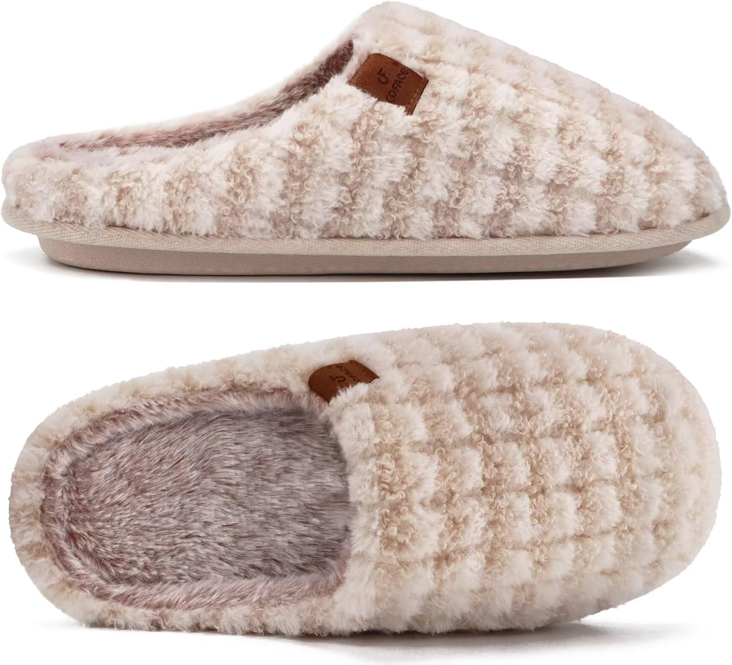 COFACE Womens Cozy Memory Foam Scuff Slippers Ladies Fuzzy Warm Slip On House Shoes With Arch Support, Indoor Outdoor Rubber Sole - Image 6