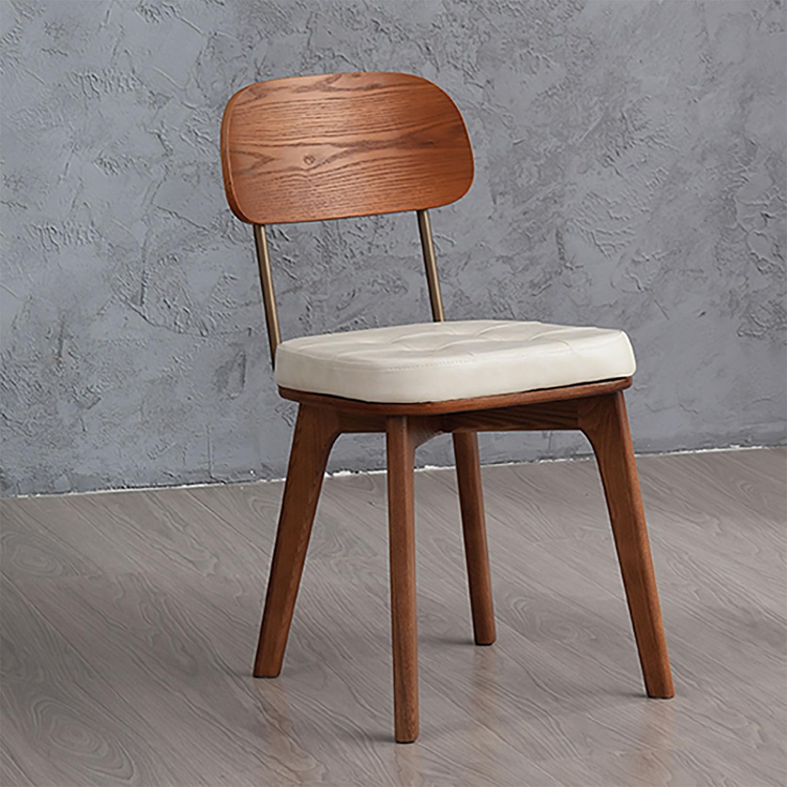 Chaise de salle à manger en cuir PU et pieds bois pour cuisine
