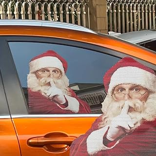 サンタカーステッカークリスマスデカールPVC可視ウィンドウ装飾2個(左1+右1)