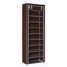 HOMEFORT 10-Tier Shoe Rack 30 Pairs Shoe Tower Closet Shoes Storage Cabinet Portable Boot Organizer with Dustproof Non-Woven Fabric Cover and 10 Durable Shelves
