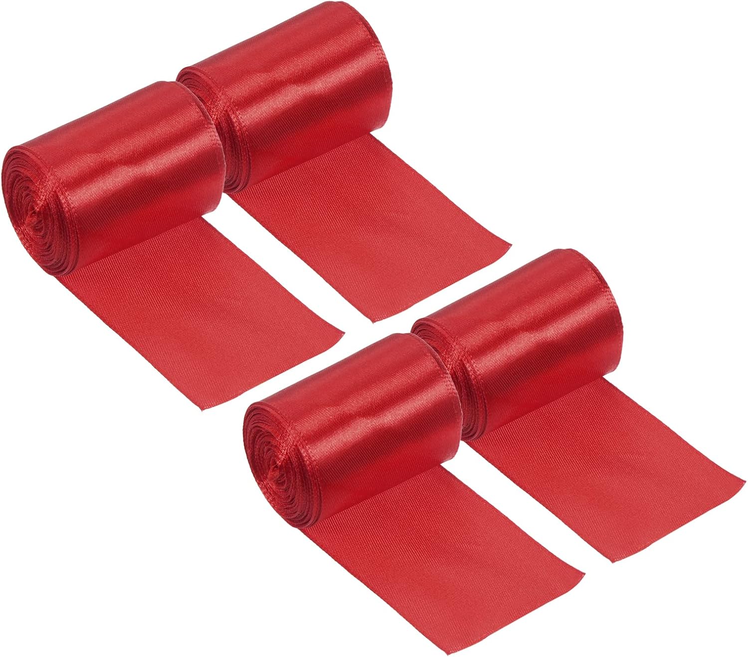PATIKIL Finish Line Satin Ribbon 5cm 8m/26ft, 4 Pack Polyester Fabric Tape for Outdoor Athletics Sprint Running Race Sport, Red