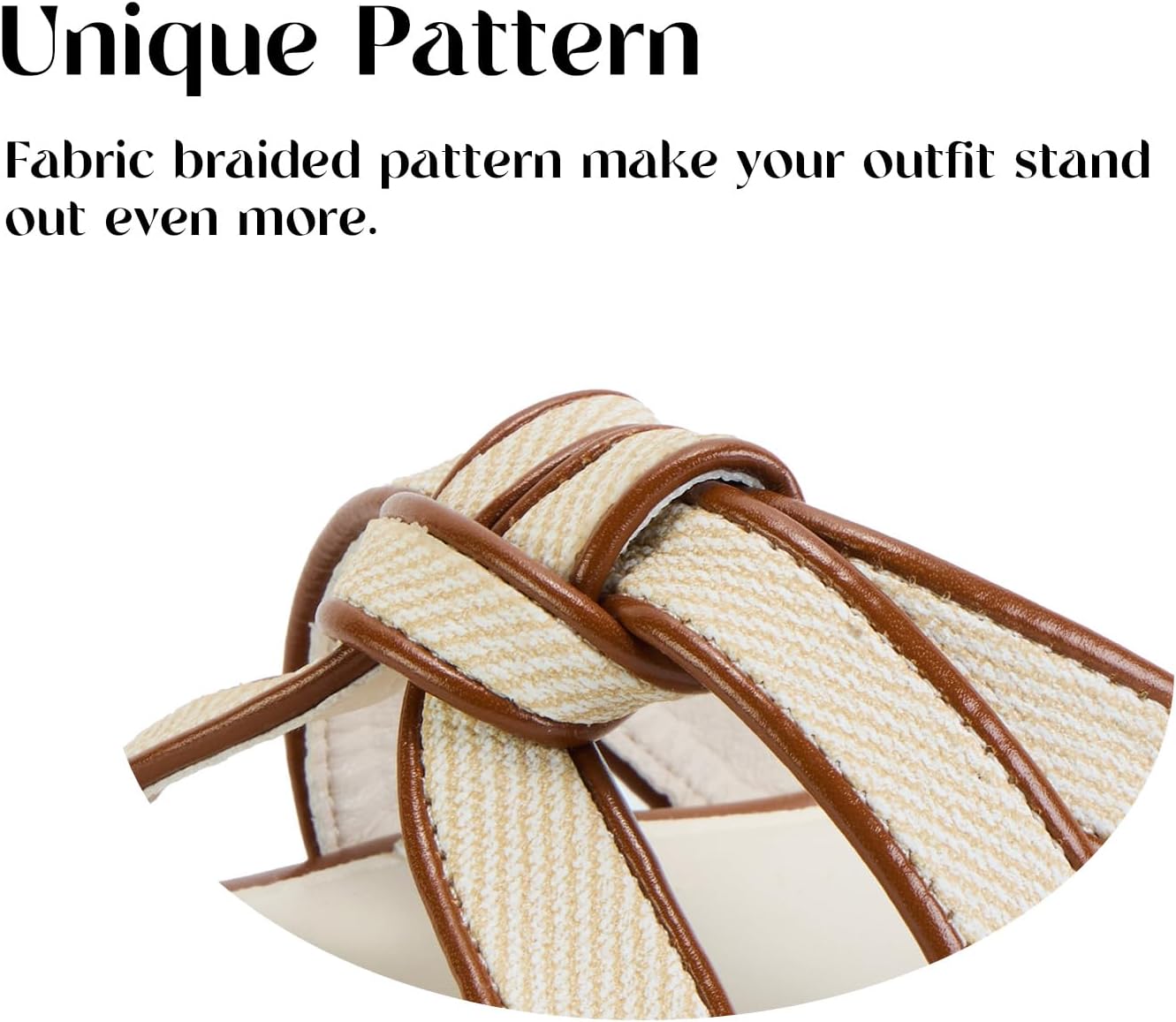 Putu Women's Flat Sandals Square Toe Slide Sandals Braided Sandals for Vacation - Image 2