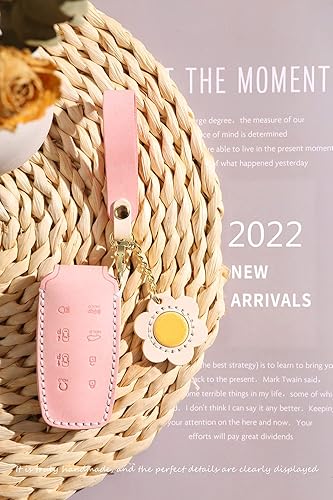 Miniatura 7 de ontto Funda de cuero para llave de automóvil, compatible con Hyundai Genesis GV70 GV80 2020 2021 2022, amarillo