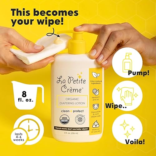 Miniatura 5 de La Petite Creme French Premium Liniment - Loción para bebés, alternativa a las toallitas húmedas, crema hidratante suave y limpiador de piel,