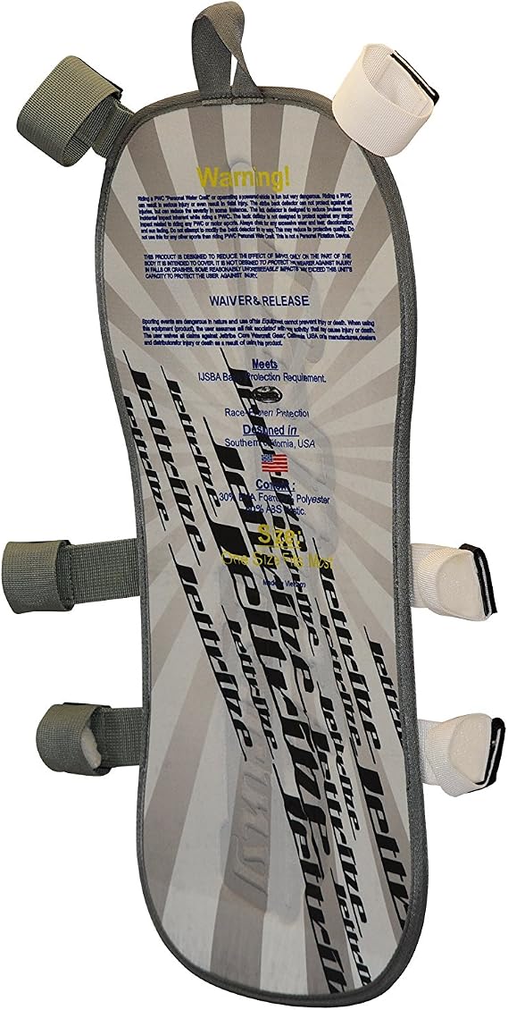 Jet Ski Racing Back Protection | Spinal Impact Absorbing Water Sports PWC Accessories | Grey/White Deflector | Compatible PFD Life Vests | Youth - Adult Sizes
