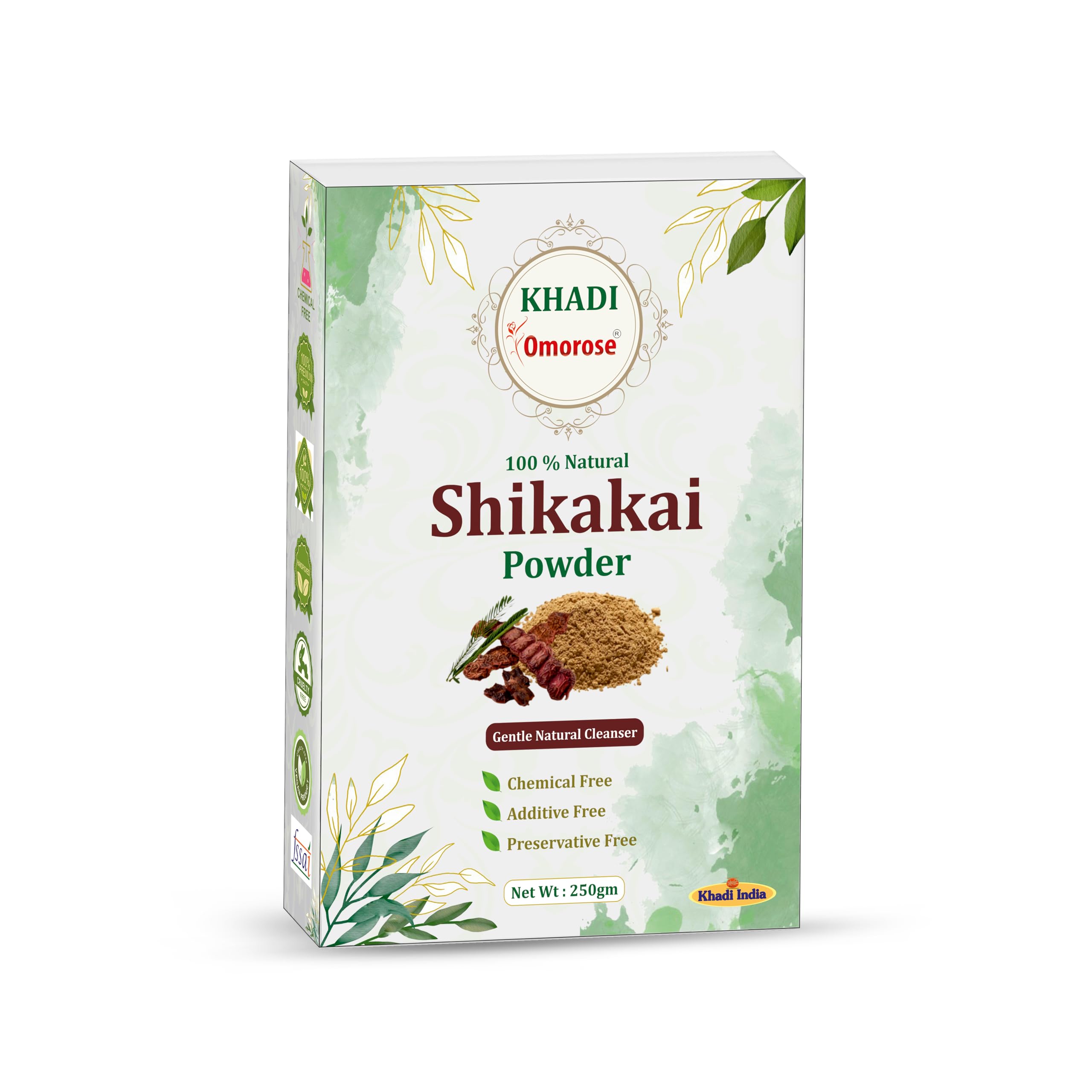 Khadi Omorose Shikakai Powder | Natural Hair Cleanser | 250 Grams |100% Natural Conditions Hair, Adds Shine, Chemical-Free | Resealable Zipper Pouch |