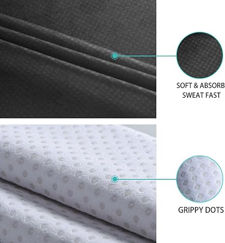 Miniatura 4 de YETTASBIN Toalla negra para esterilla de yoga, antideslizante, absorbente de sudor, toalla de yoga caliente, portátil, ligera, toalla de