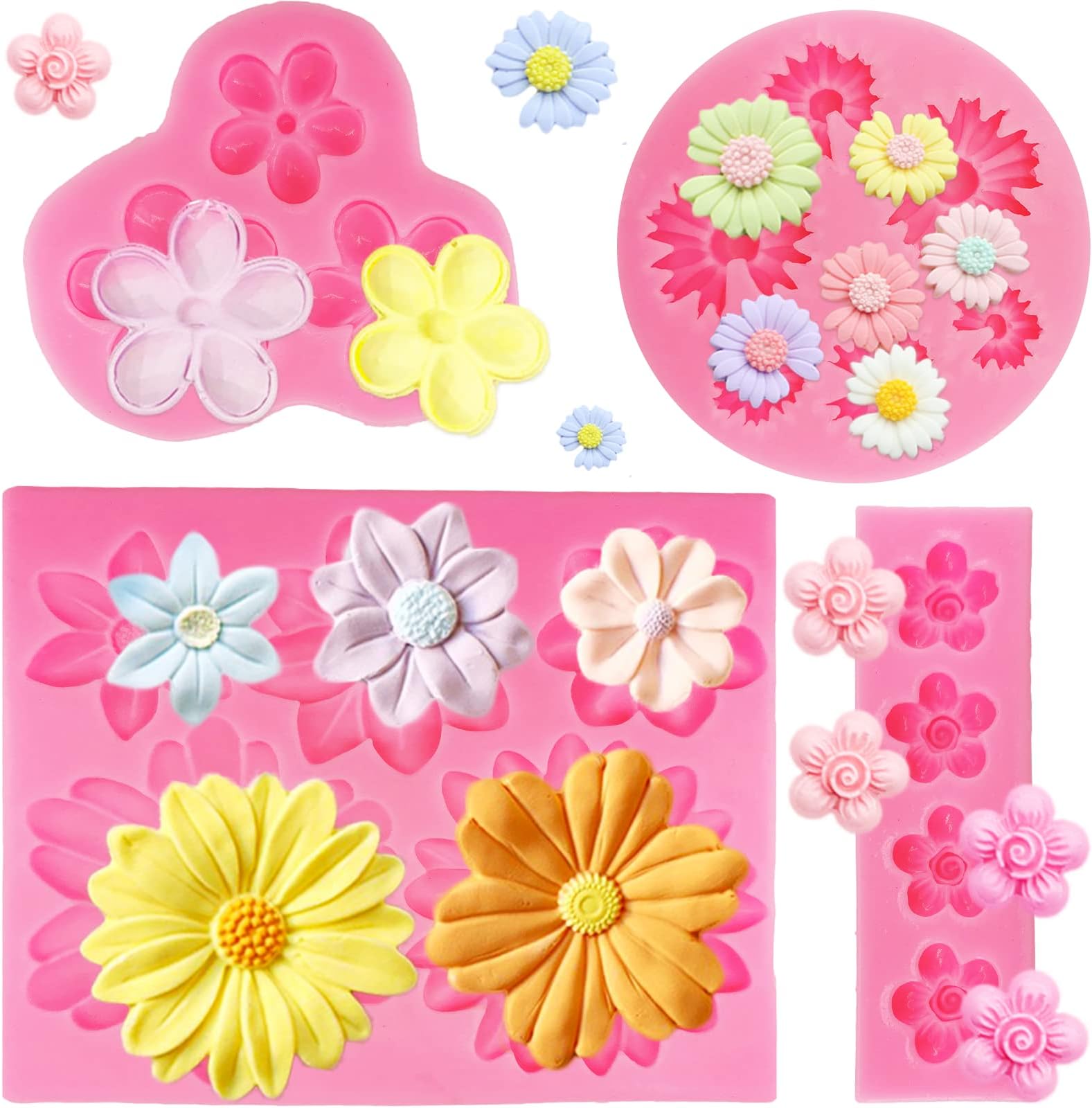 4Pcs Daisy Flower Silicone Molds (A)