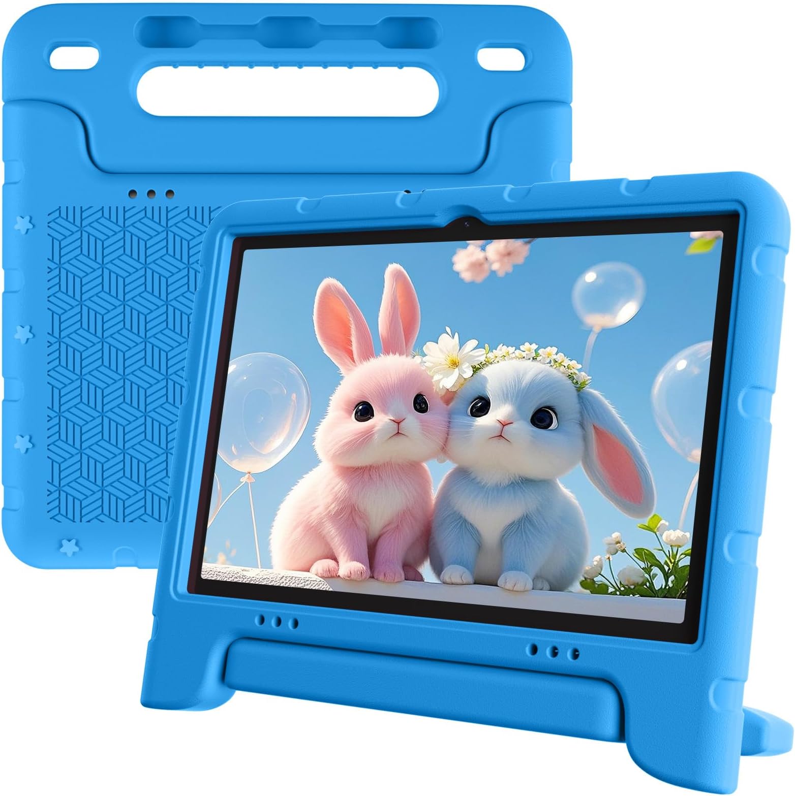 Kids Tablet Android 15 Tablet 10 inch Kids Tablets with Case Quad Core 64GB Dual Camera Parental Controls 2.4G WiFi Educational Tablets (Blue)