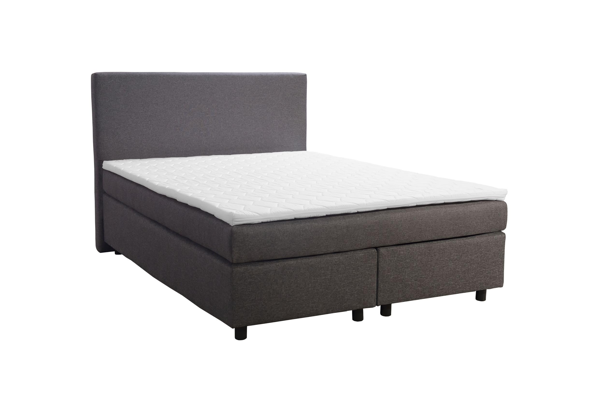 Kuechen-preisbombe Boxspringbett Hotelbett 140x200 Bonellfederkern Bett mit Topper Paxos 2 grau