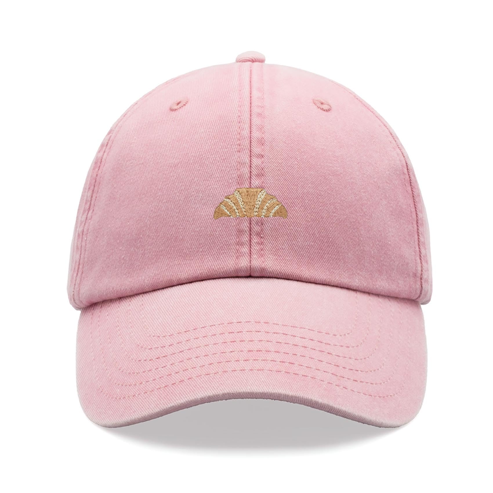 Cap Base Unisex Pink Croissant Baseball Cap Vintage Washed Dad Hat Adjustable