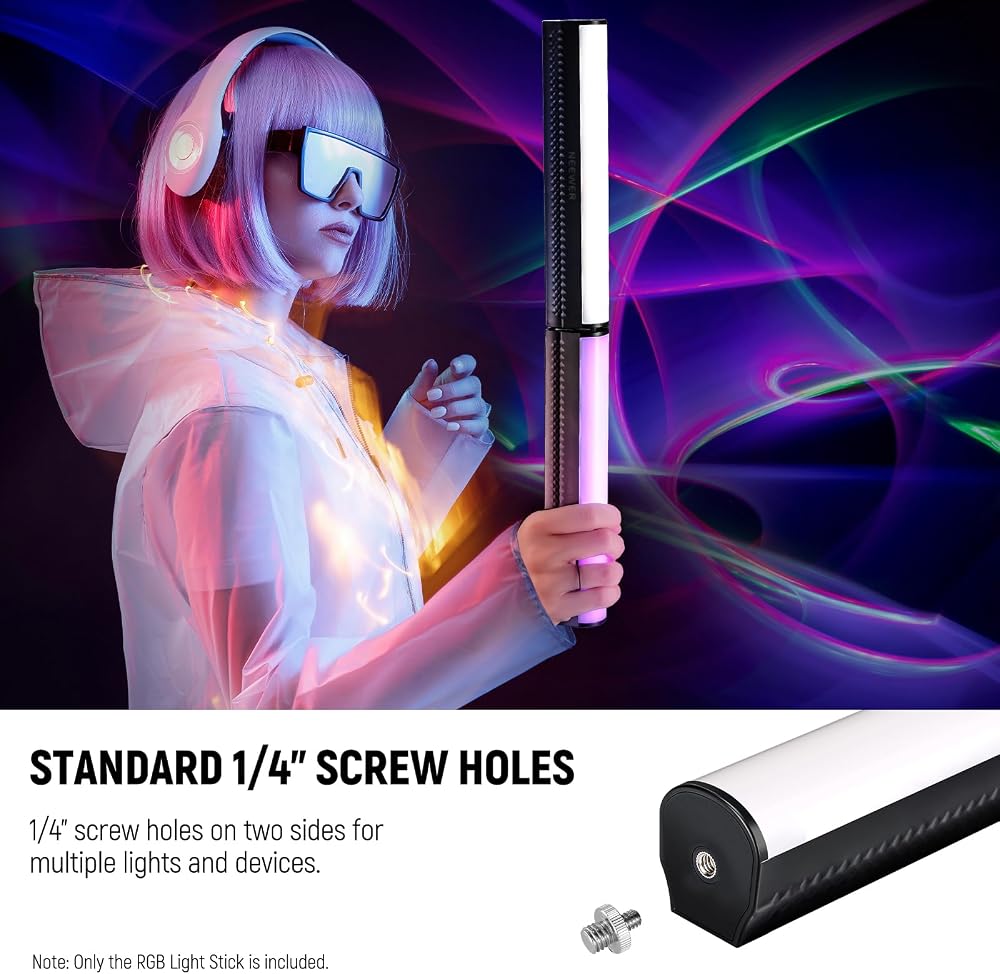 NEEWER RGB Light Wand, Magnetic Handheld Photography Video Light Stick, 2500K~8500K Dimmable CRI95+ Full Color LED Tube Light Bar with 2550mAh Battery, 17 Light Scenes for Vlog TikTok YouTube, TL20C