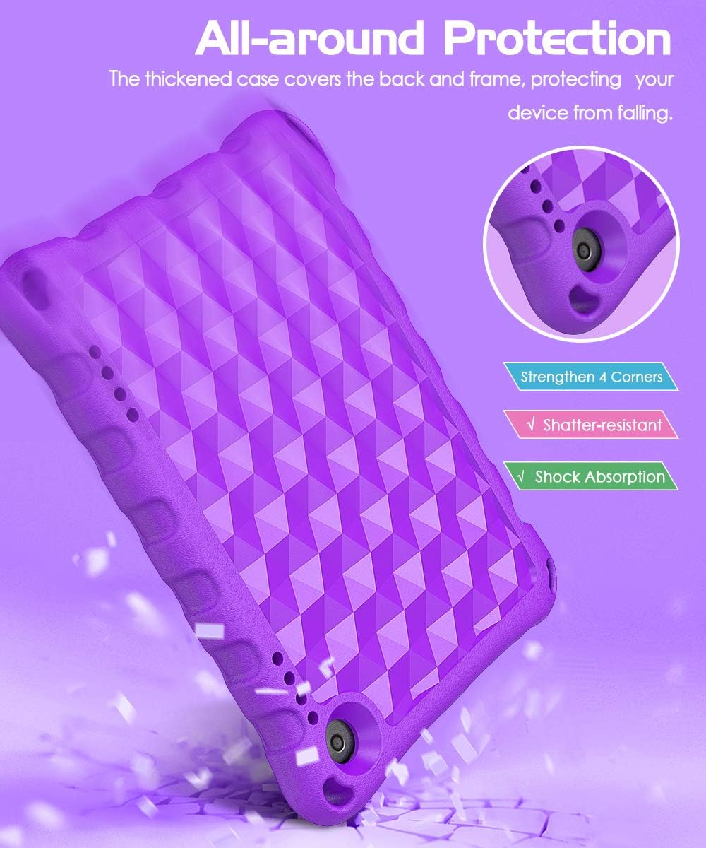 TiMOVO Case for All-New Kindle Fire HD 8 Tablet and Fire HD 8 Plus Tablet (10th Generation, 2020 Release), Ultra Lightweight Shockproof EVA Back Cover Shell Kids Friendly Case - Purple