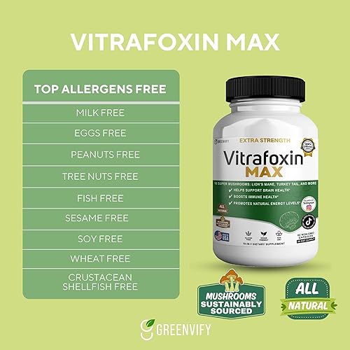 Miniatura 3 de Vitaloxin Max Super Complejo de hongos, mezcla de 10 hongos con melena de león y cordyceps, 60 cápsulas vegetales, suministro para 30 días (1)