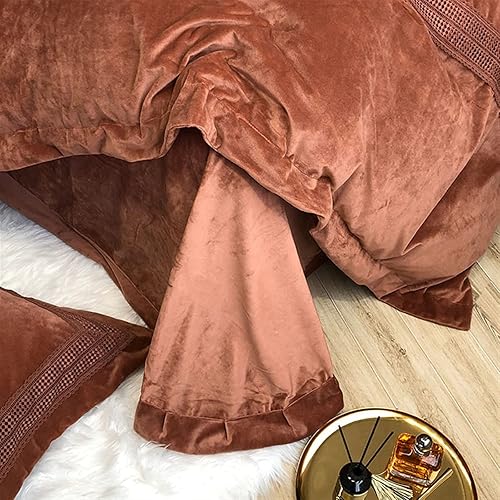 Miniatura 3 de Juego de sábanas de 4 piezas de terciopelo de leche, forro polar coral grueso de doble cara para invierno, más funda de edredón, forro de cama (D,
