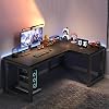 Gaming Desk L-Shaped PC Desk with Storage, Large Gaming Desk for Adults, Corner Desk, Computer Desk, Home Office Computer with Wiring Holes, Storage, Sturdy Frame, Work Desk, Home Work, Can