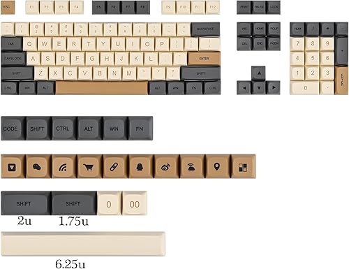 Miniatura 4 de Guffercty kred XDA - Juego de 125 teclas de perfil retro PBT para teclado mecánico Cherry Mx Switch (XDAEmber)