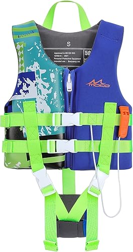 MoKo Chaleco de natación para niños de 17.6 a 77 libras, chaleco de natación para niños, equipo de actividad acuática, bonito patrón de deportes