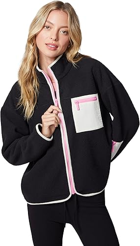 florence by mills Women's Cuddle Up Collection Fleece Zip Jacket, Black, X-Large