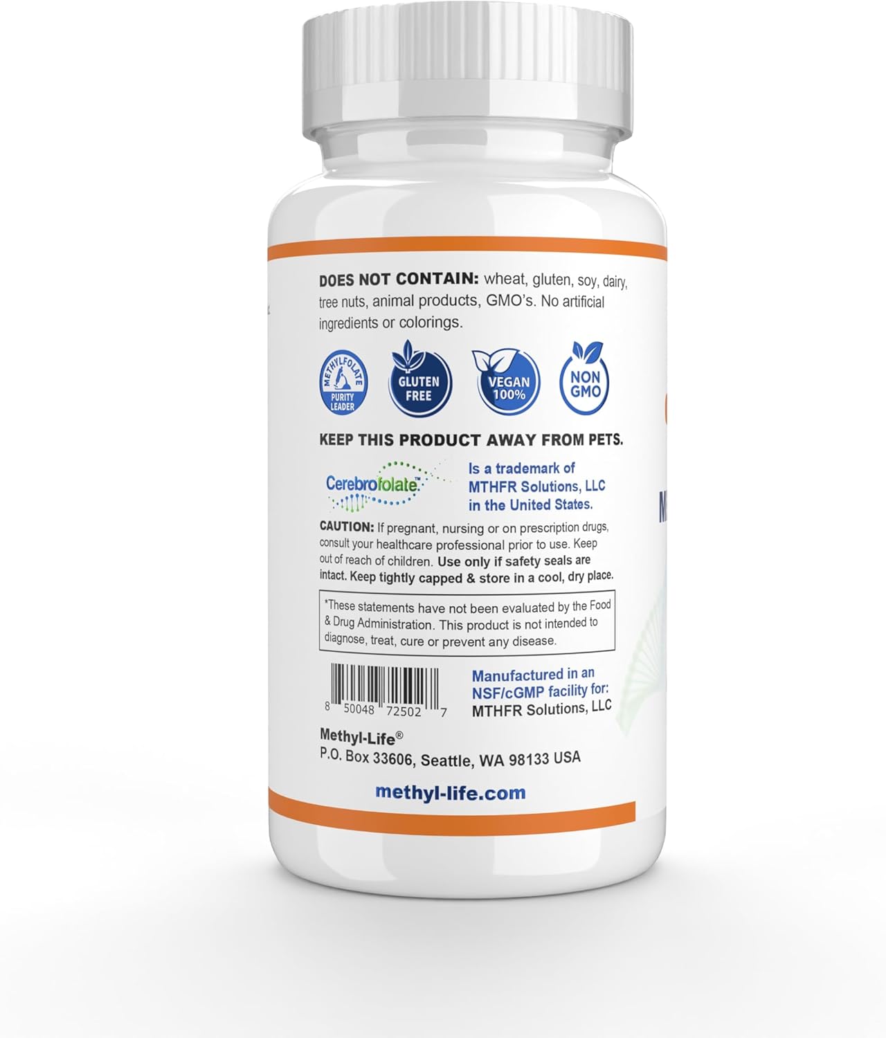 Methyl-Life® L-Methylfolate 5 mg - Chewable Active Folate Tablets with ultrapure Form of Cerebrofolate® (L-5-MTHF, Calcium) | Vegan, Non-GMO, Gluten-Free | 90 Chewable Tablet - Image 4