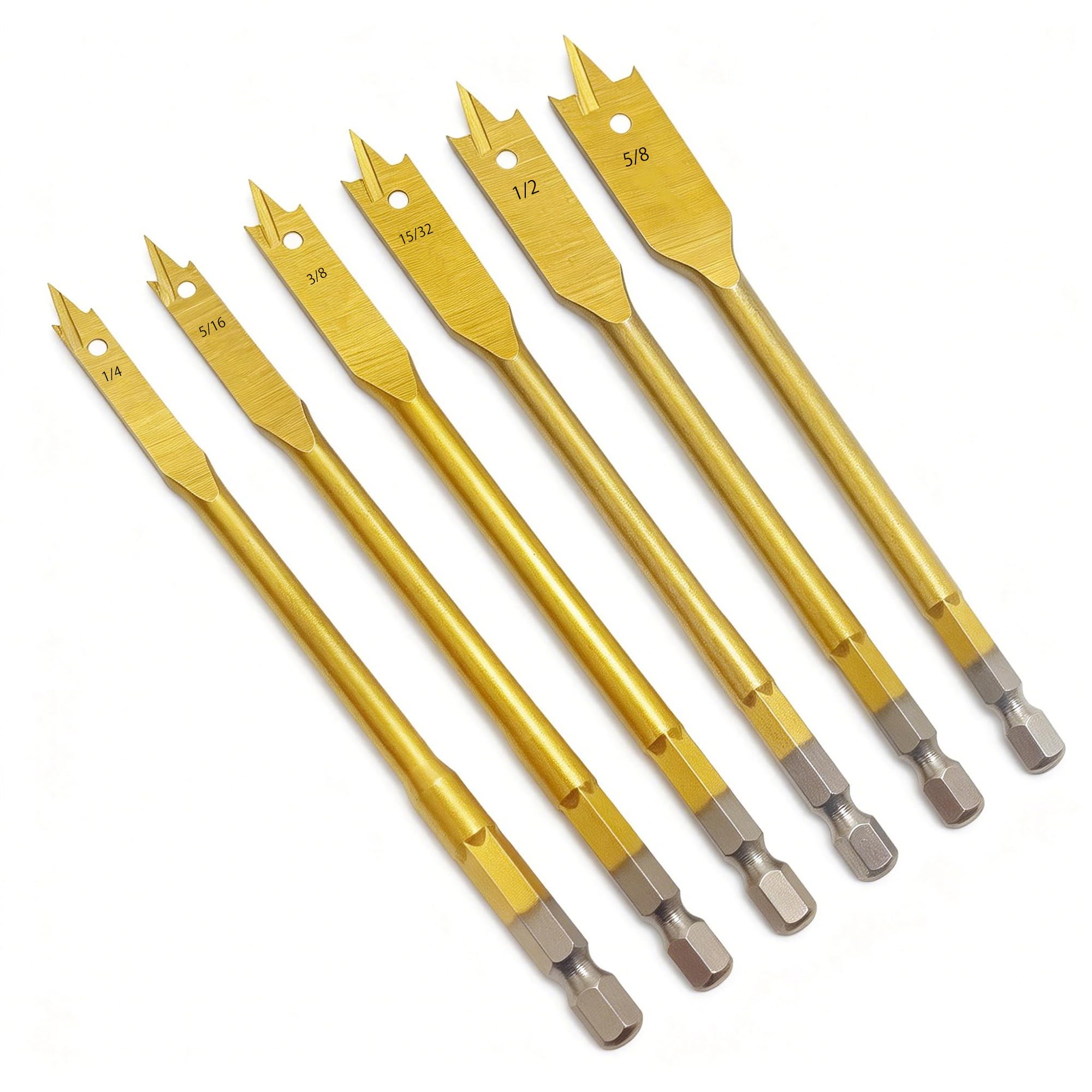 Spade Drill Bits Set - 8pcs Titanium Coating -8 Spade Drill Bits Set - 8pcs Titanium Coating -8