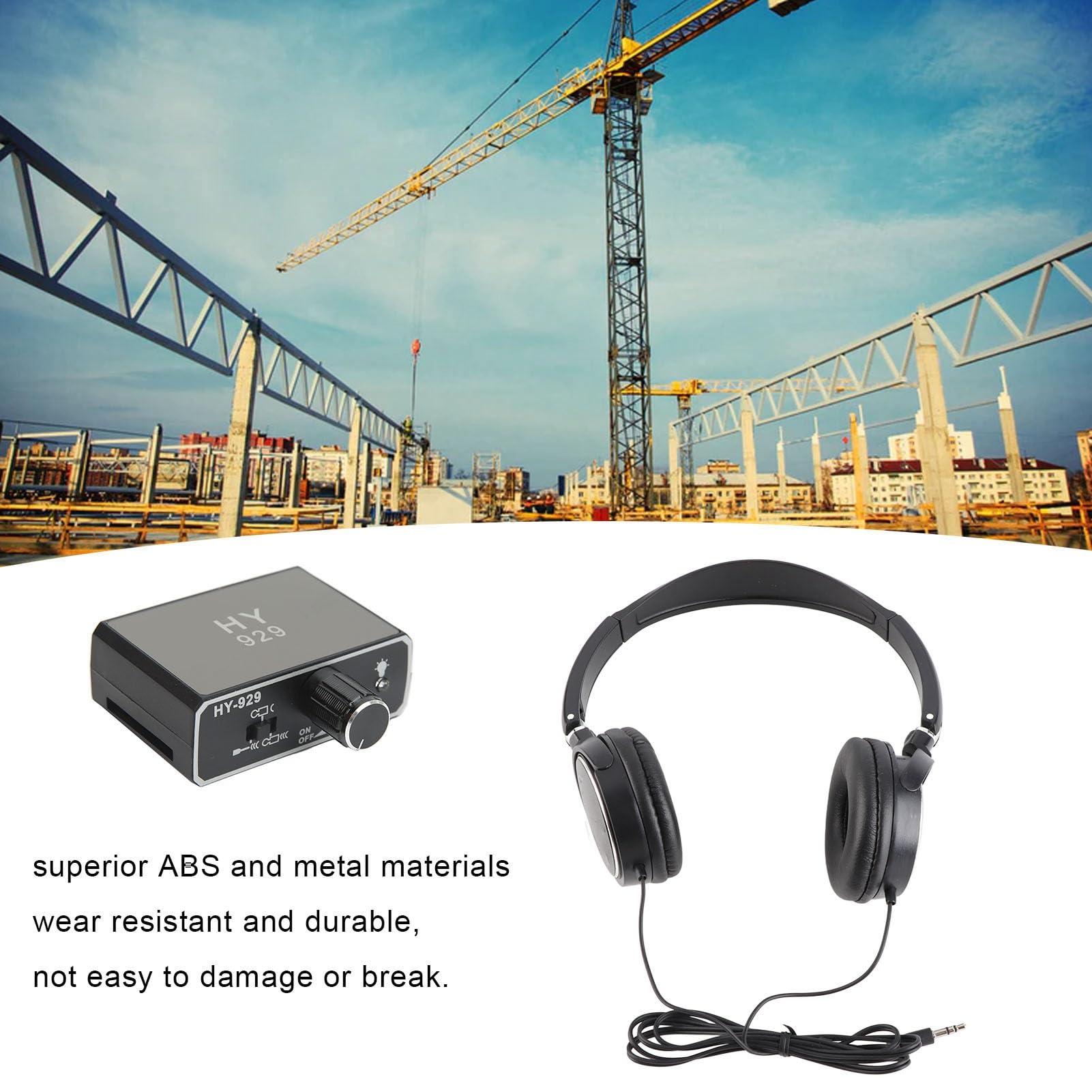 Détecteur de Fuite de Conduite D'eau Souterraine Intensificateur de Son Haute Résistance amélioré avec Casque pour la Construction de Site, AC100-240V (Prise UE)