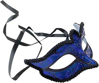 MasqStudio Girls Black Gold Silver Masquerade Ball Mask Cosplay Mardi Gras Prom Dance Birthday Bachelor Party Dark Blue