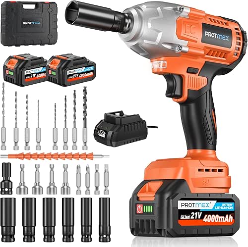 Cordless Impact Wrench, 665Ft-Ibs (900N.m) 1/2" Electric Impact Wrench, 21V