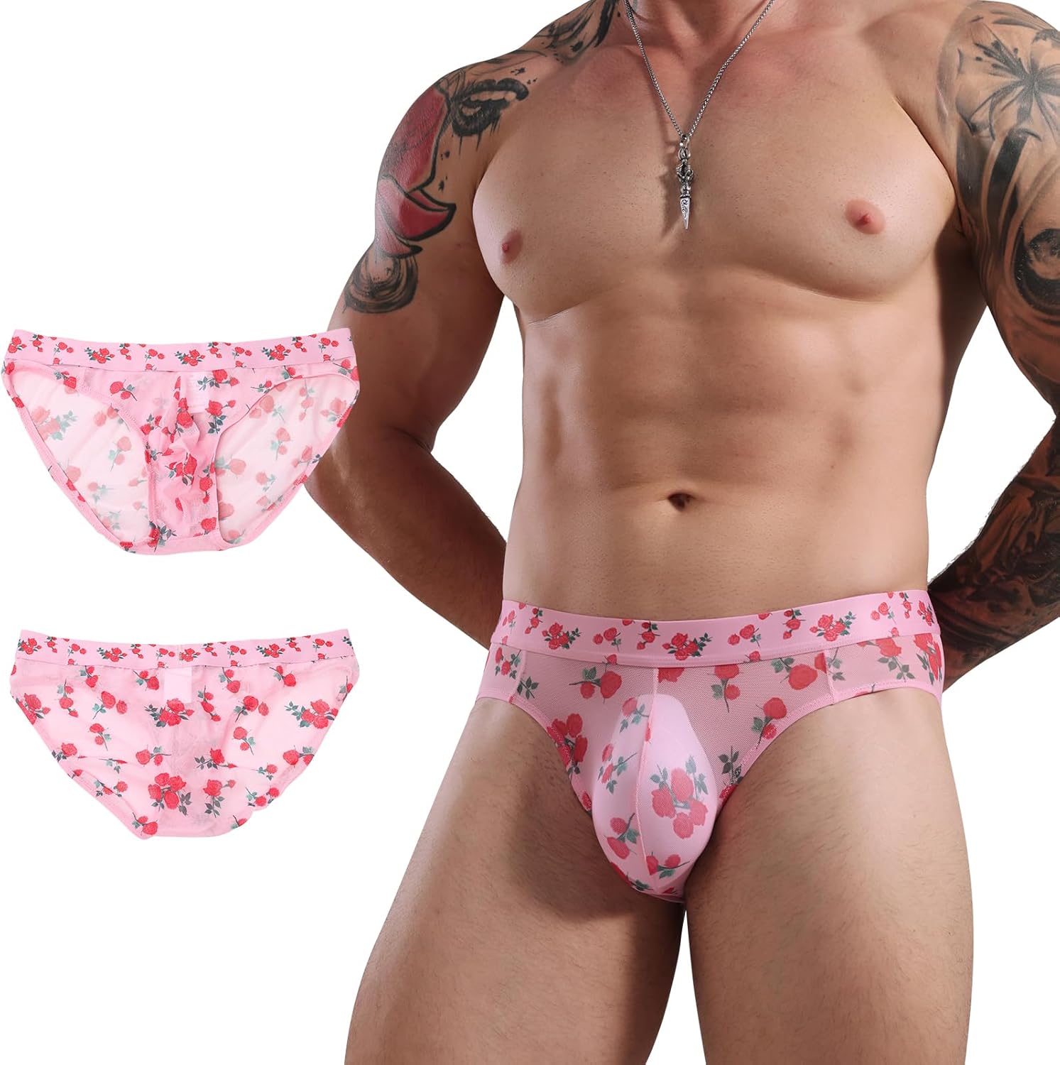 Mens Lace Sexy Underwear Sissy Panties Crossdress for Men Low Rise Bikini Briefs Exotic G -Strings Underwear