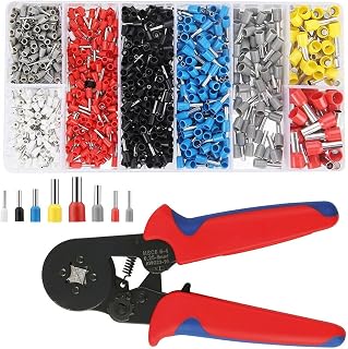 Hedrix Professional Ferrule Crimping Tool Kit with Ratchet Pliers, 28-5 AWG Hexagonal Crimper, 1200 PCS Terminal Connector... Price In India