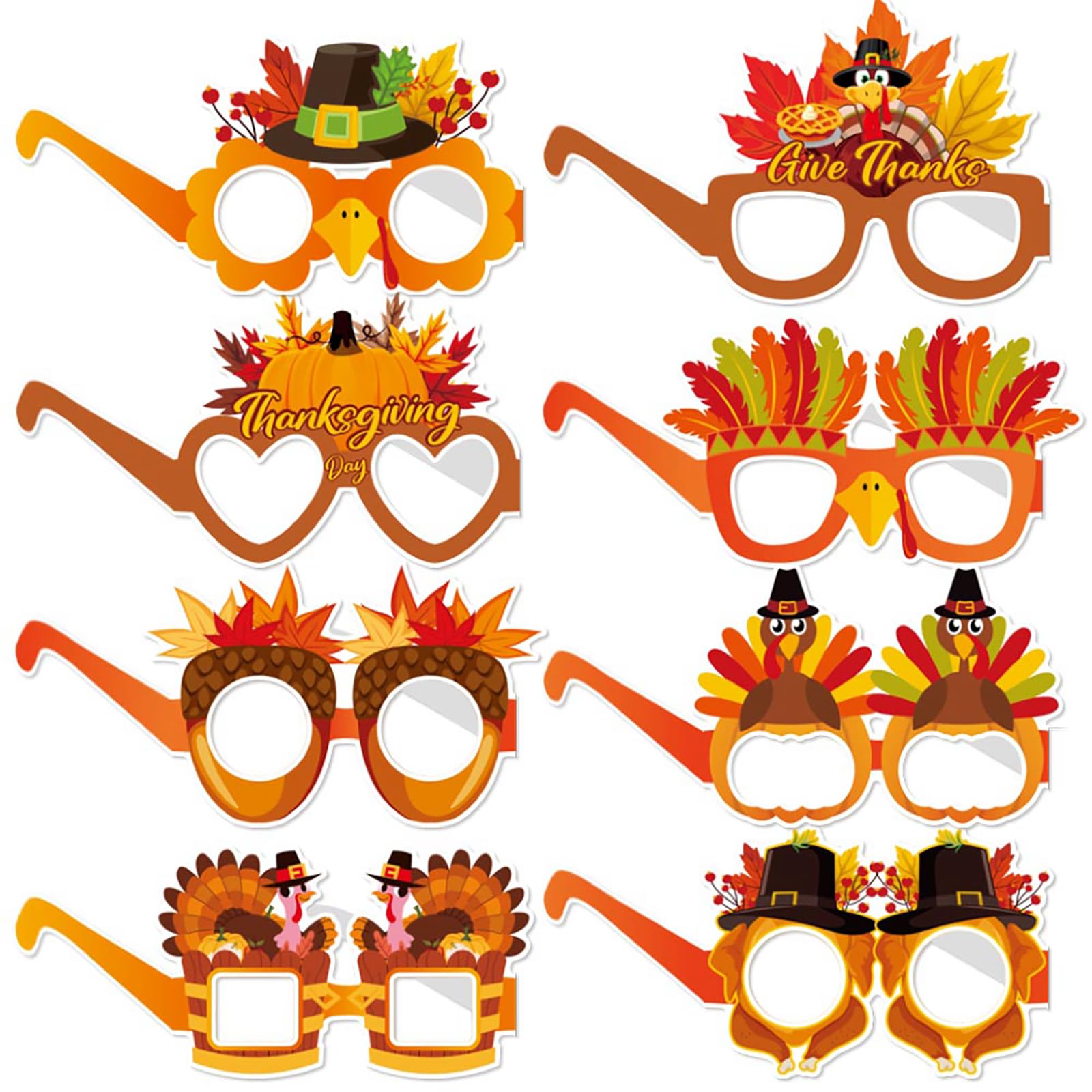 Glitter Thanksgiving Photo Booth Props Kit - 30 Fall Harvest Selfie Accessories With Turkey & Pumpkin