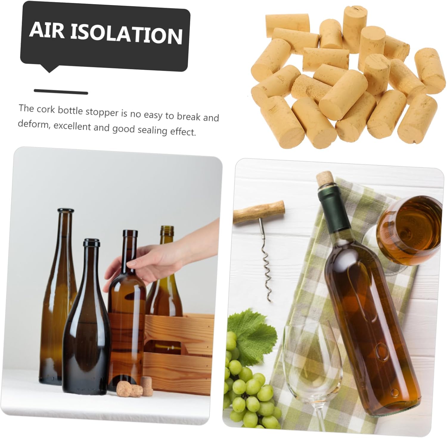 20pcs Wine Bottle Cork Stoppers, Straight Corks for Red Wine