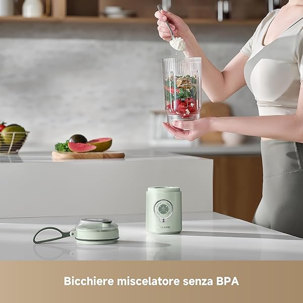 DREAME PortFresh Frullatore Portatile, Base Rimovibile, Ricarica Rapida, Bicchiere 880 ml Senza BPA (Capacità 500 ml), 5 Funzioni Preimpostate, Modalità di Autopulizia, Lavabile in Lavastoviglie,Verde - 5