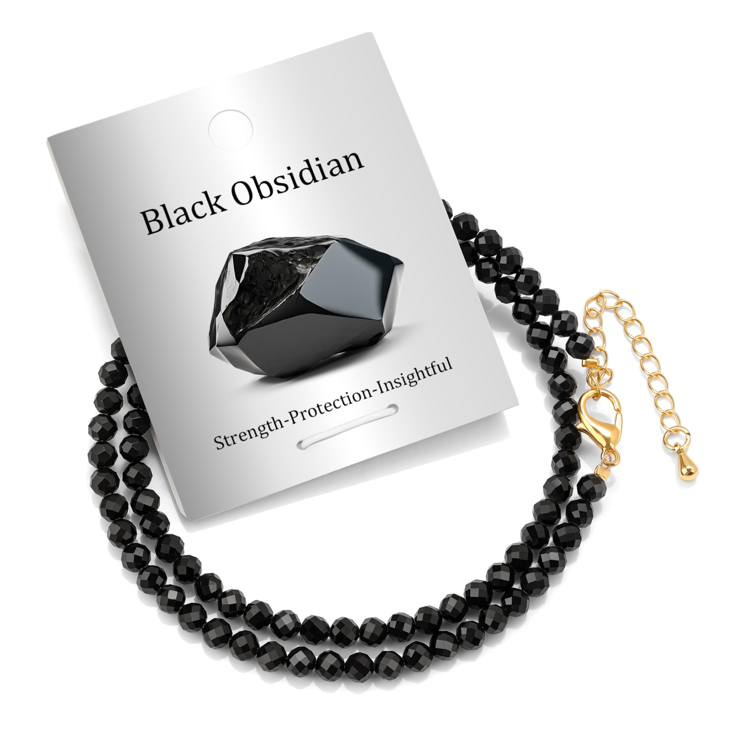 Bolinailo Healing Crystal Beaded Necklaces for Women Handmade Natural Stone Choker Beaded Necklace Small 4mm Faceted Beads Spiritual Crystal Jewelry