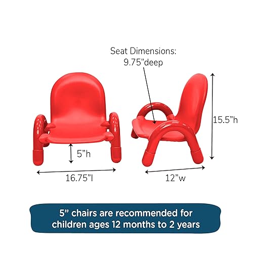 Miniatura 2 de Children's Factory Baseline - Silla infantil de 5 pulgadas, color rojo manzana caramelo, paquete de 4, solución de asiento ergonómico apilable para