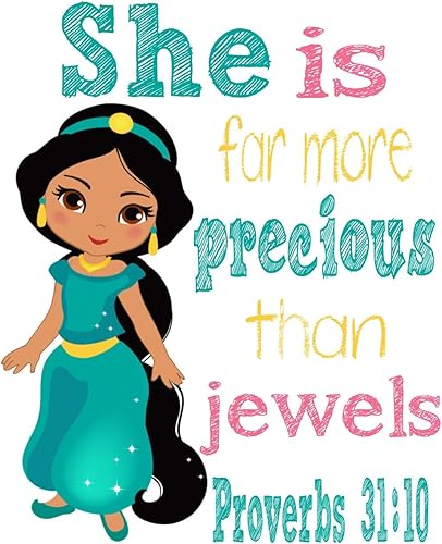 Miniatura 2 de Jasmine Princess Inspirational Nursery Decor Print - She is far more Precious than Jewels
