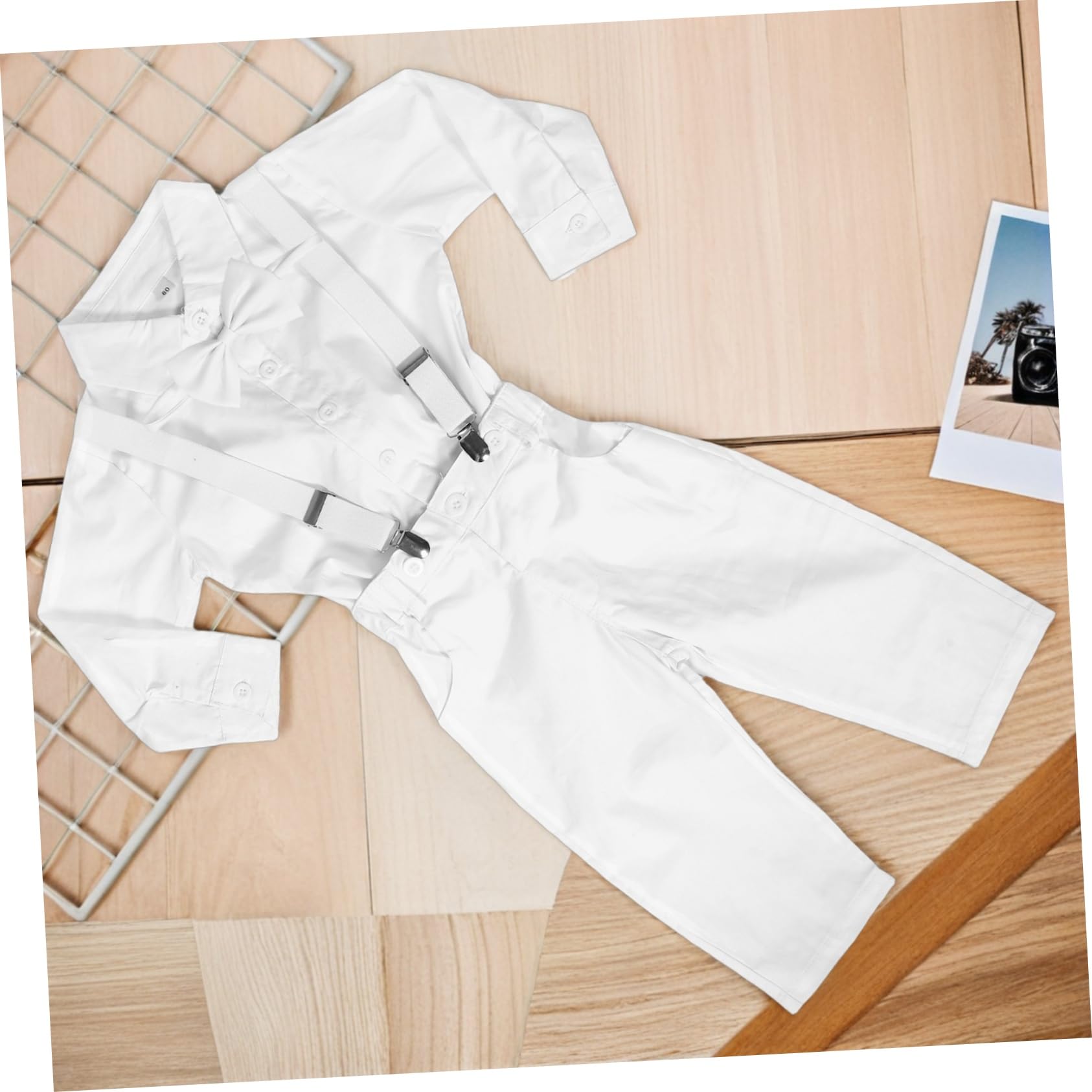 Boy Gentleman Outfit con Camicia Maniche Lunghe e Pantaloni con Bretelle Formale per Traspirante e Cuciture Resistenti per Cerimonie