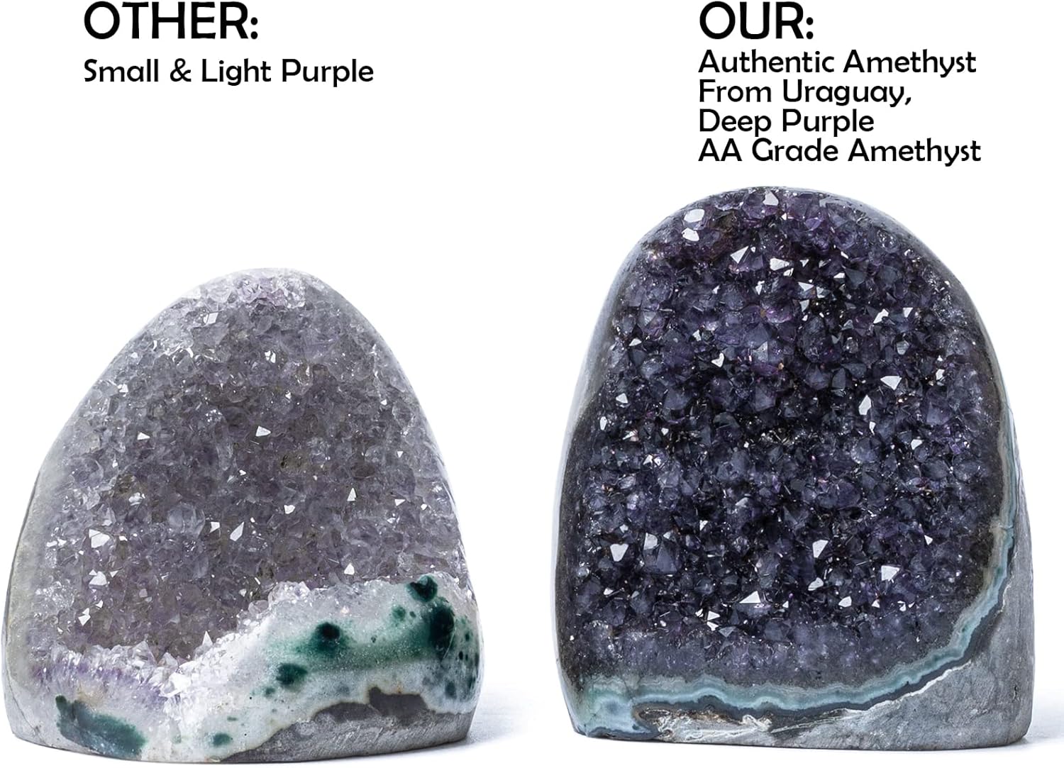Natural Deep Purple Amethyst Crystal Geode from Uruguay 0.5-1 lb, A Grade Amethyst Cluster, Premium Gift Box for Collectors Reiki Healing Positive Energy