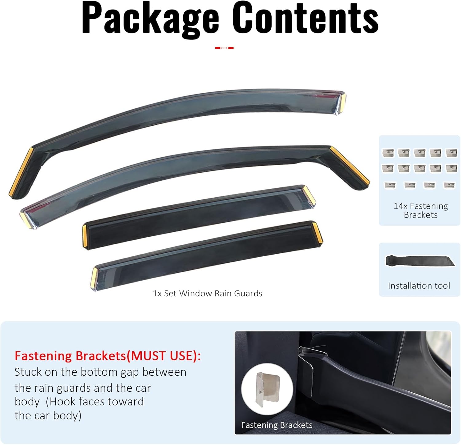 IKON MOTORSPORTS in Channel Window Visors Compatible with 2021-2026 Hyundai Elantra & Elantra N, in Channel Style Injection PC Black Rain Guards, Side Window Wind Deflectors 4PCS